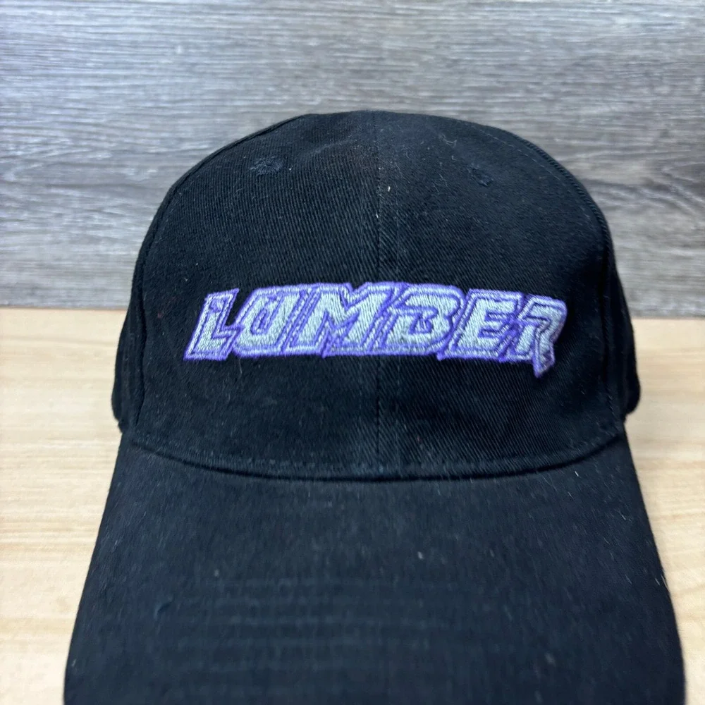 Vintage The Lumber Co Hat Cap Strap‎ Back Black Baseball Bats Adjustable